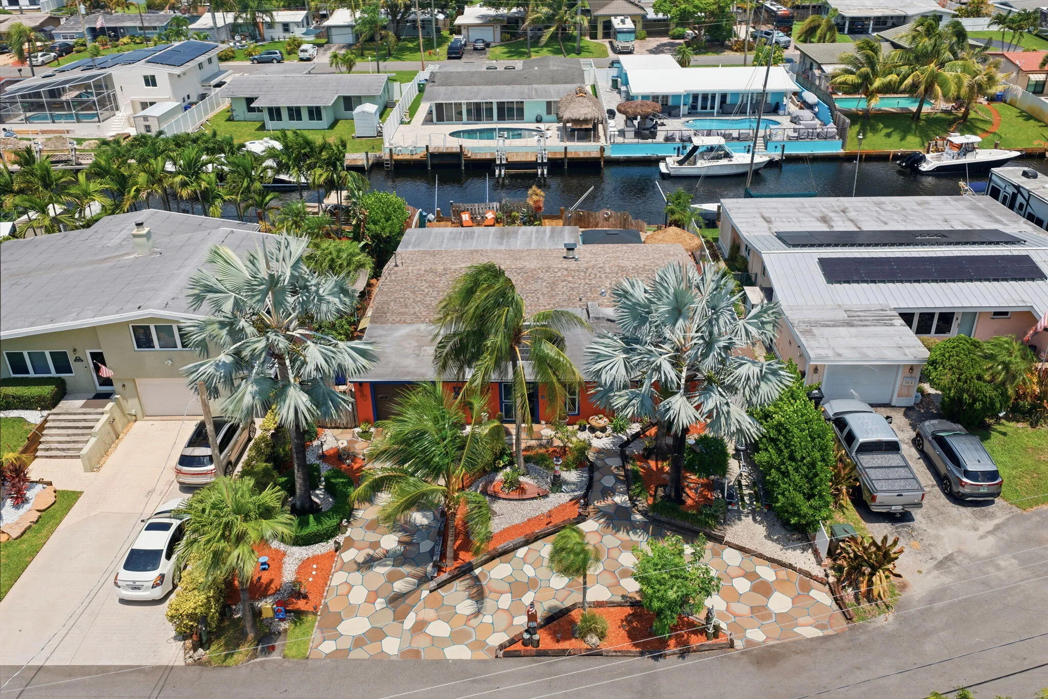 Large circular driveway and situated near the cul-de-sac