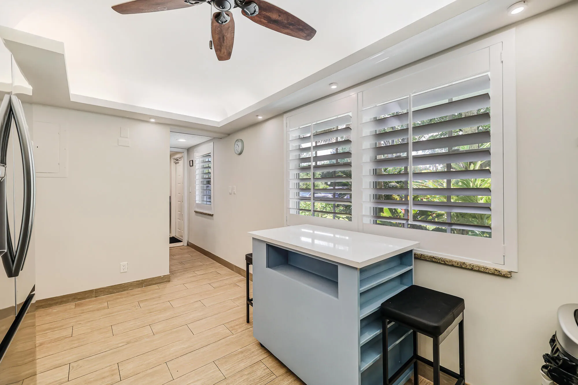 Plantation shutters throughout
