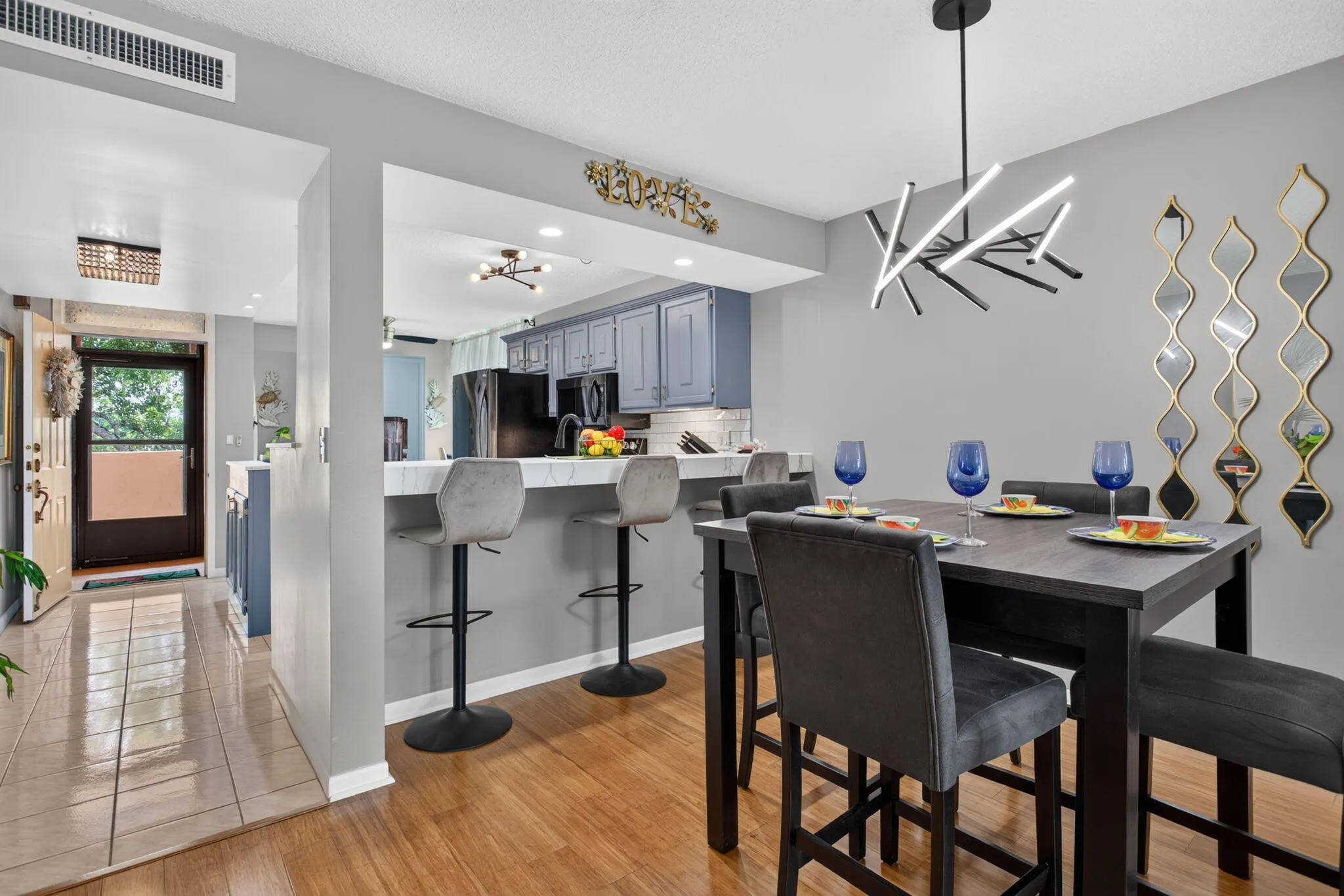 Dining area plus counter seating.