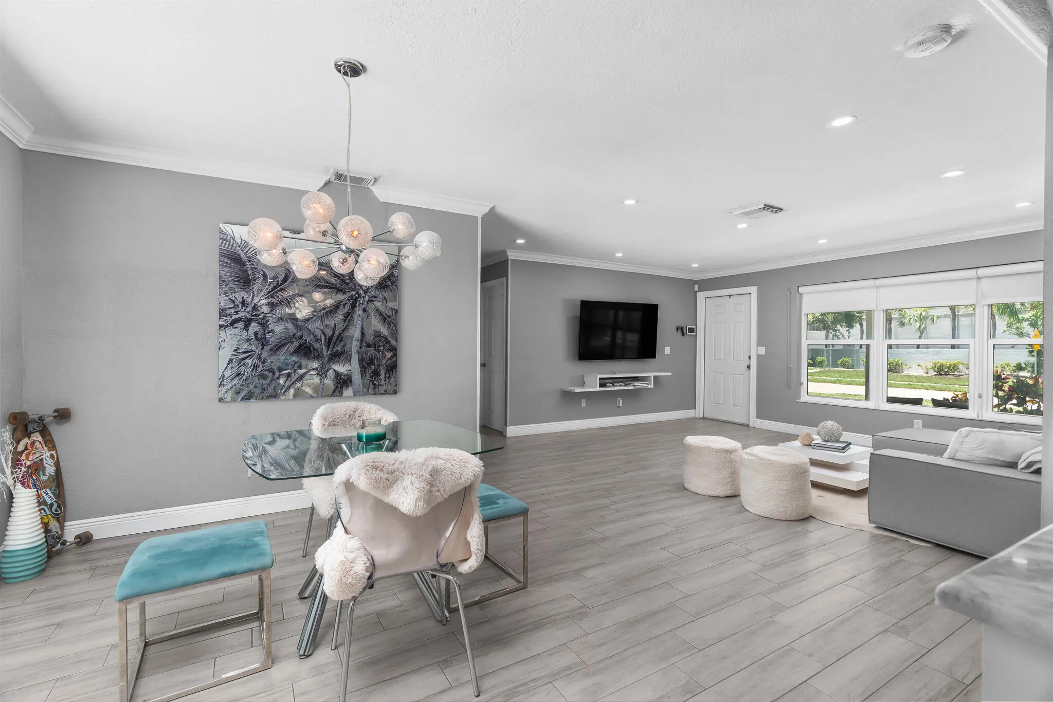 View of living area from kitchen