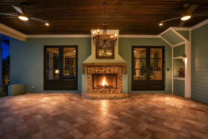 Covered rear patio & Fireplace