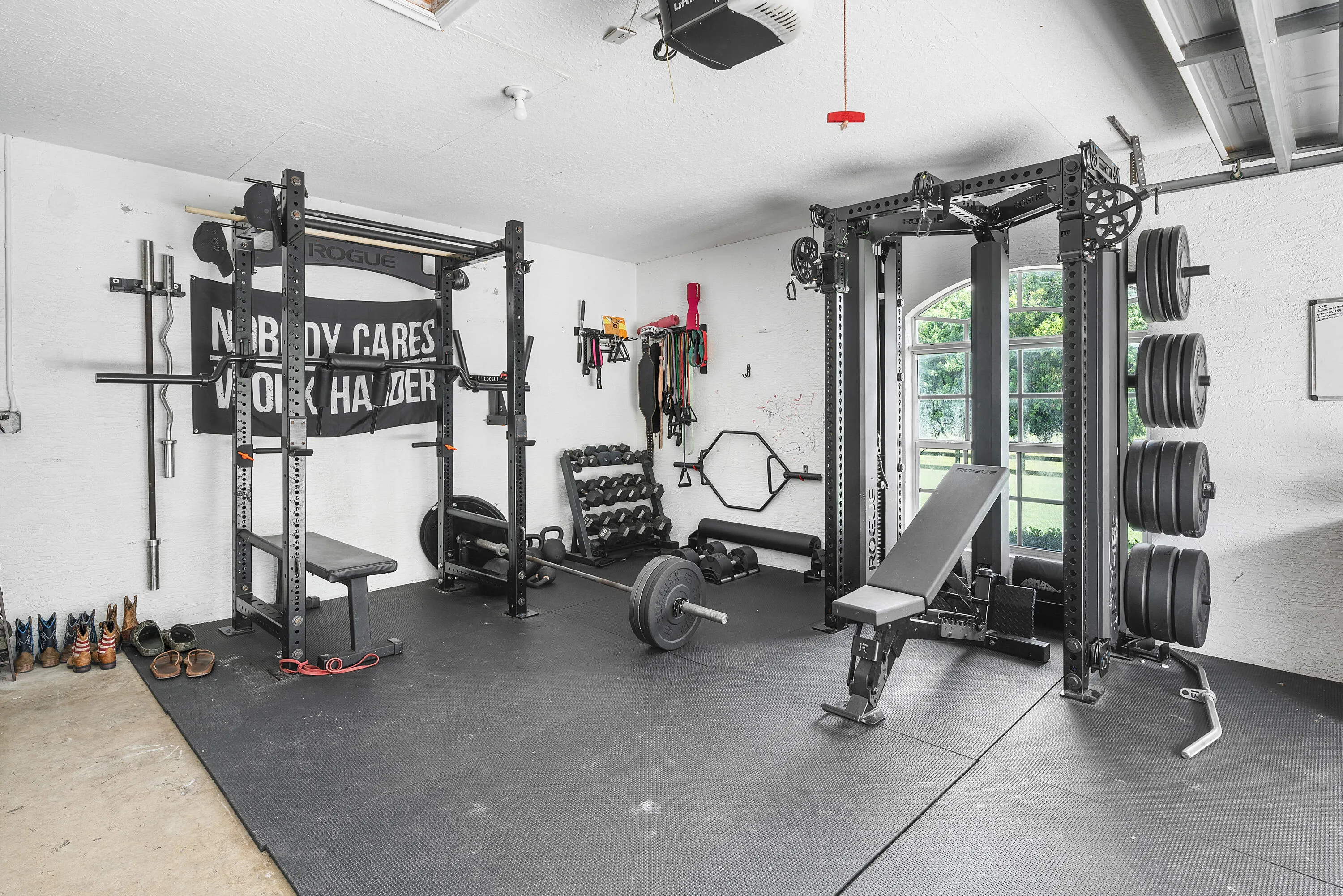 2 car garage/ workout space
