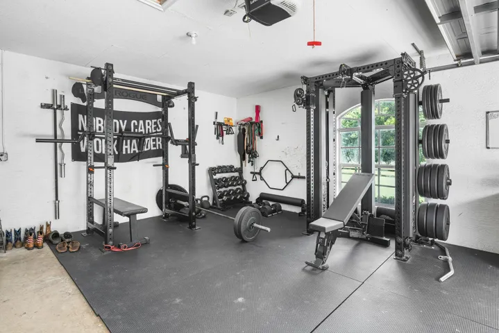 2 car garage/ workout space
