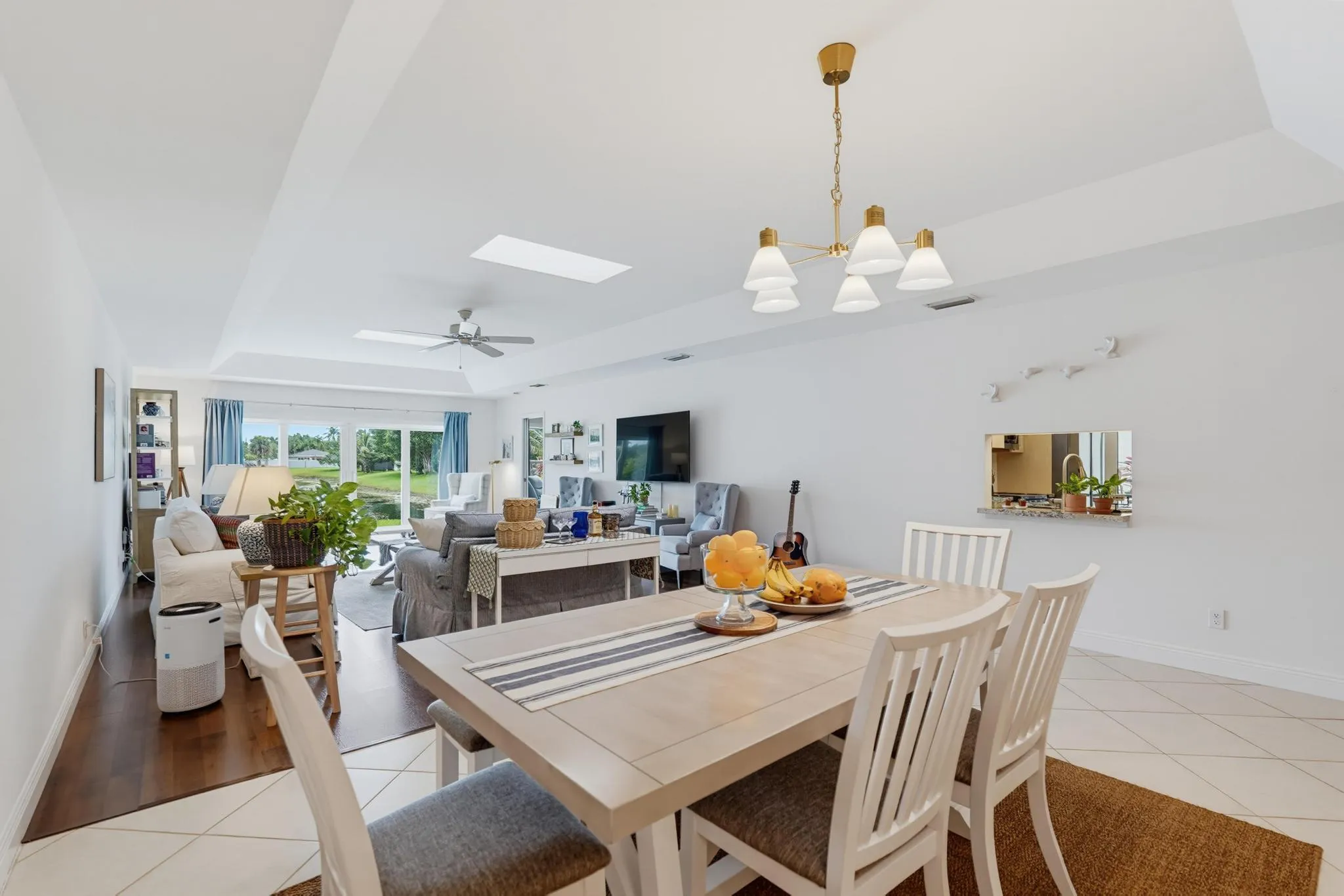 Two newly installed skylights overhead illuminate the home with natural light