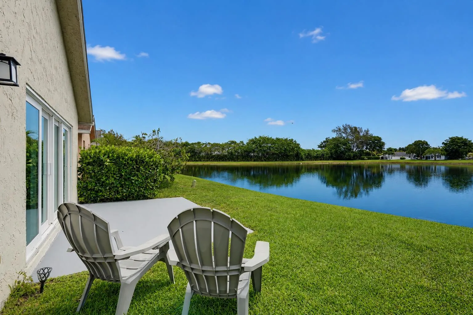 Cozy outdoor patio and private lakefront backyard