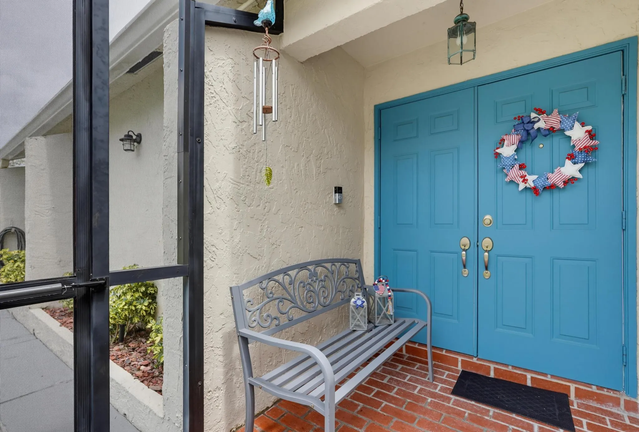 Brick entry floor and screen enclosed entry