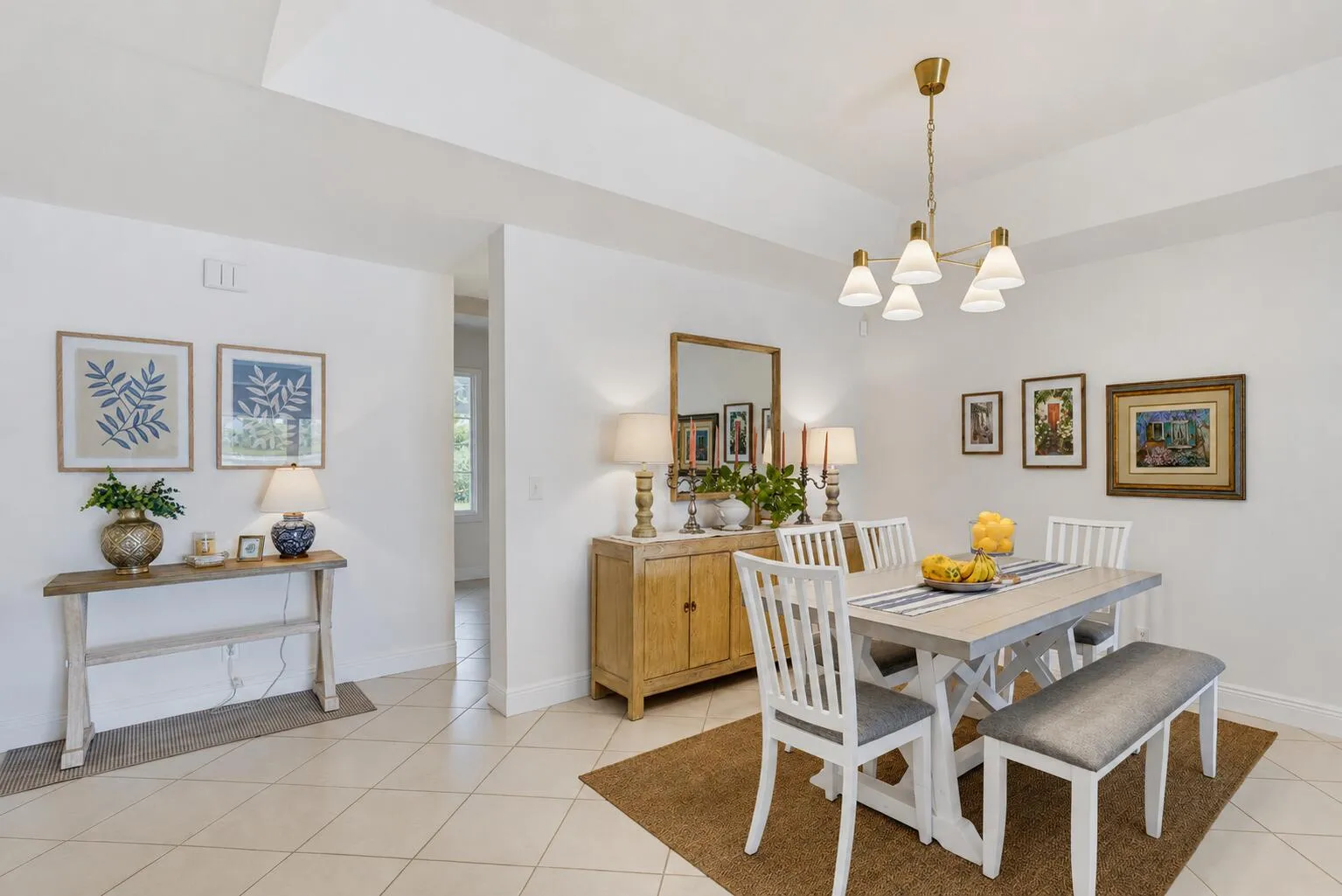Large table and area easily serviced thru pass-thru opening in kitchen