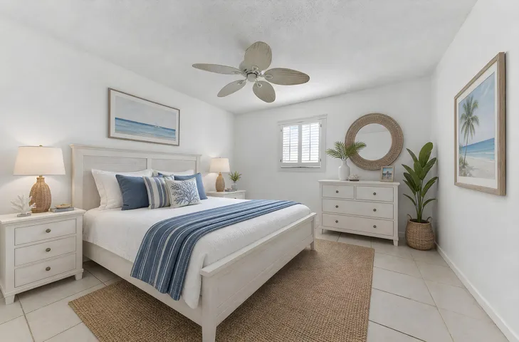Master bedroom with large walk in closet. Virtually staged.