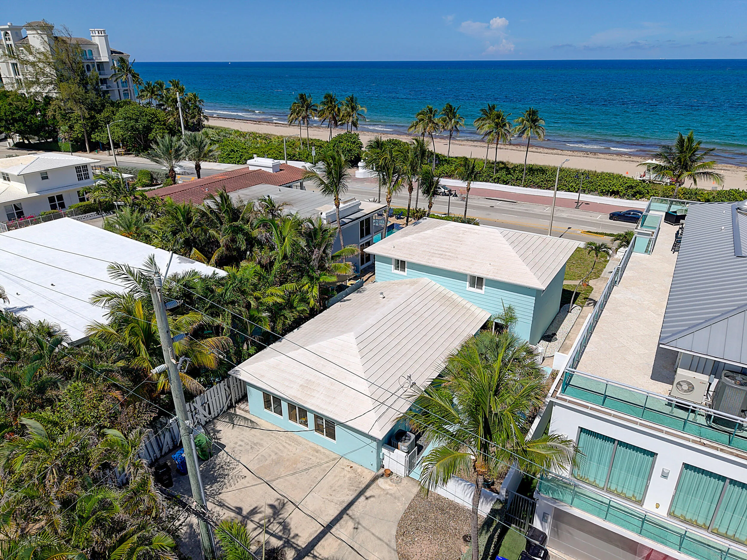 oceanfront views from the living room, office/bedroom, and upstairs bedrooms
