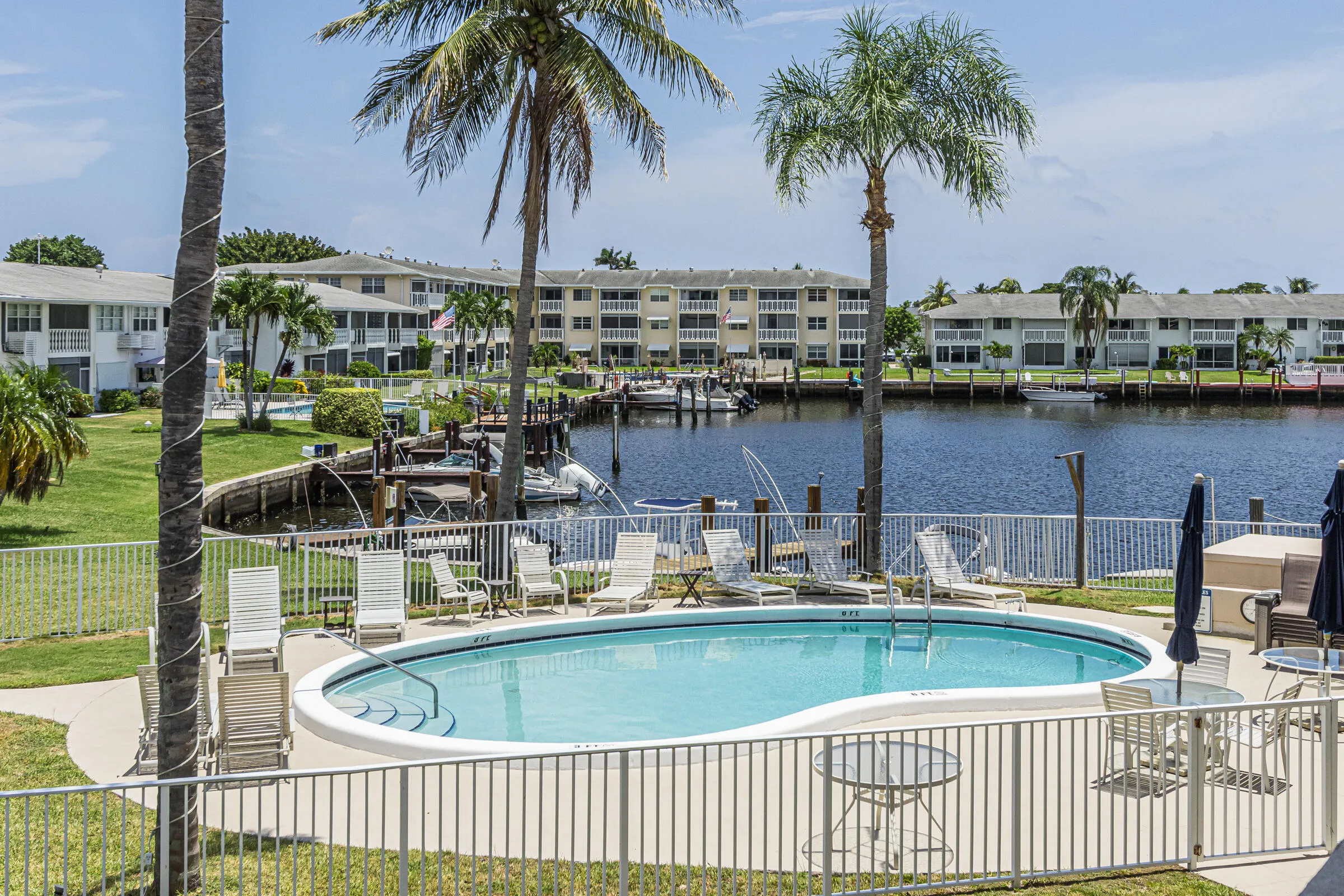 Lovely pool overlooking the water.