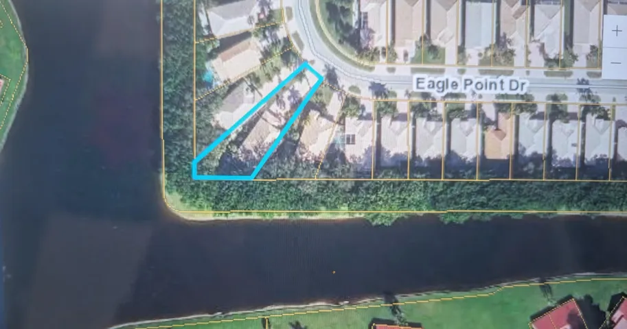 Aerial Map. Indicating the property's boundaries in relation to its surroundings and waterways