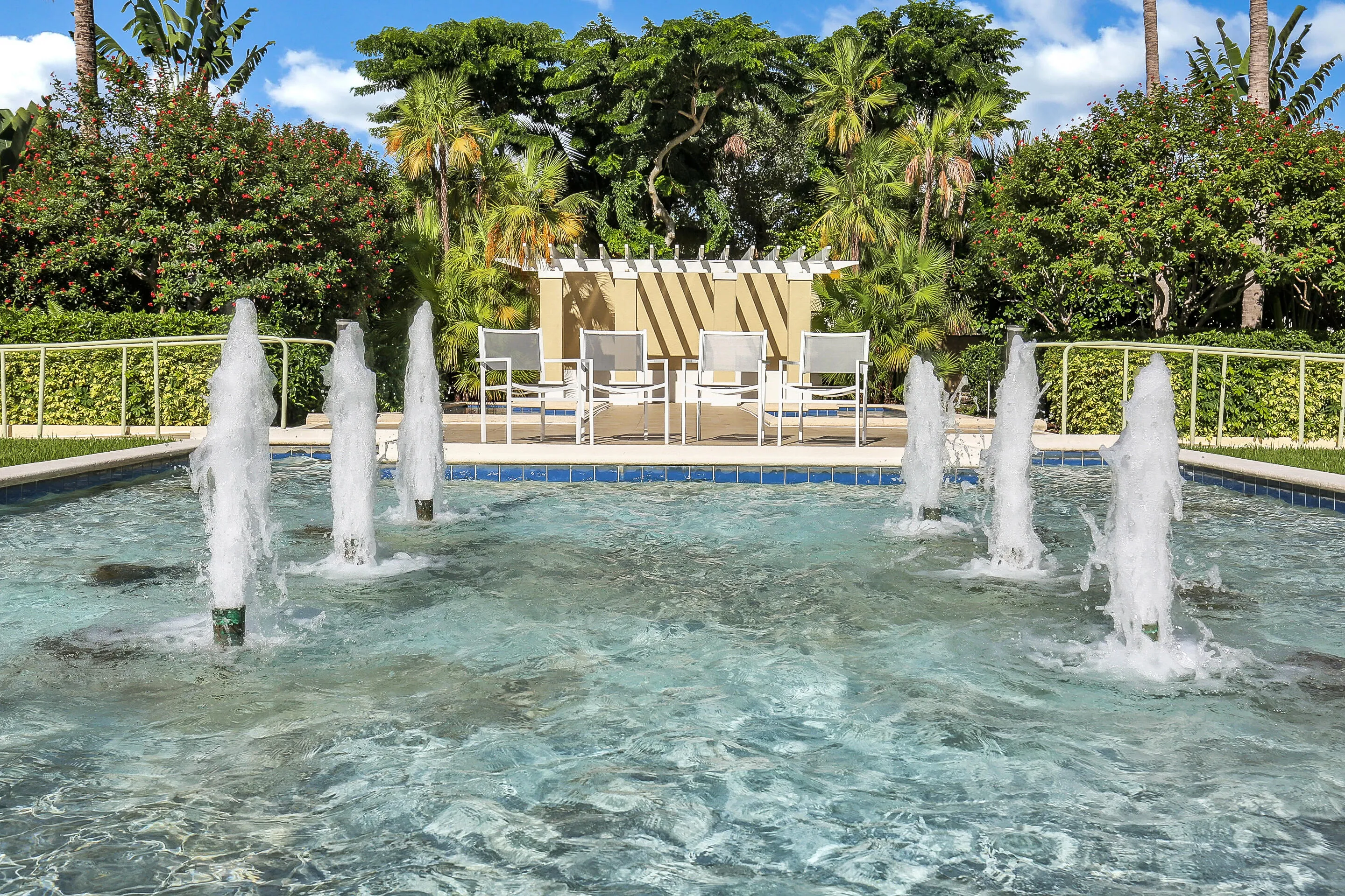Fountain near pool