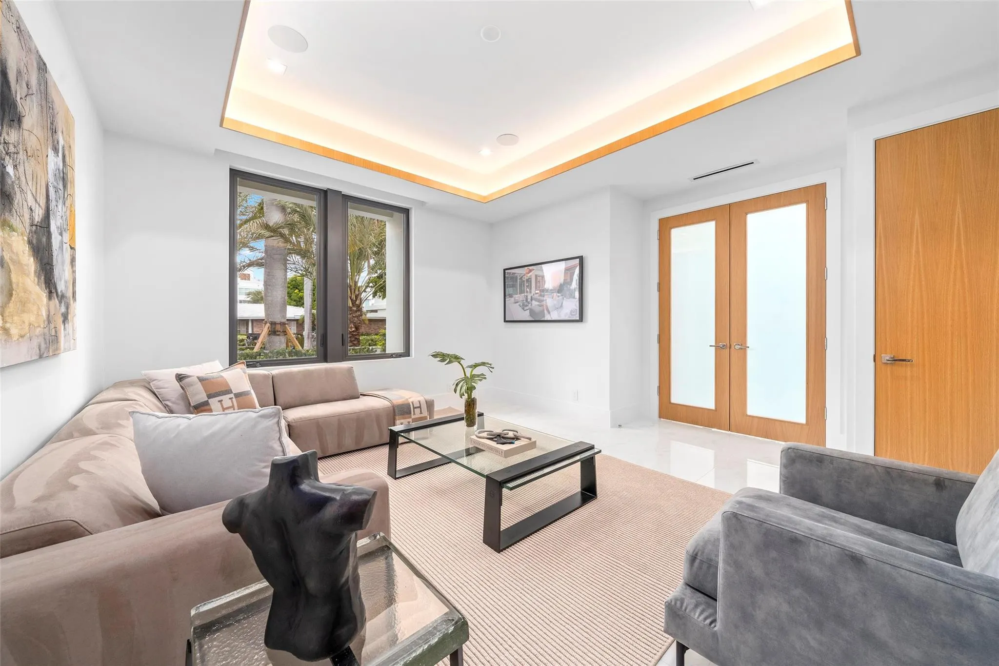 First-Floor Office – Staged as an Elegant Sitting Area Near the Main Entrance