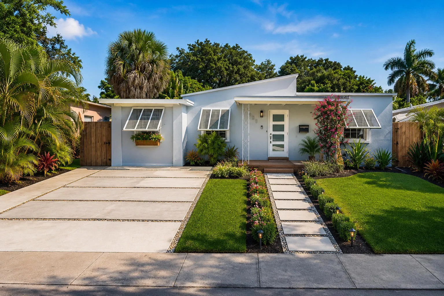 *Virtual Stage* Ai Generated - Showing how landscaping and driveway can add to curb appeal.