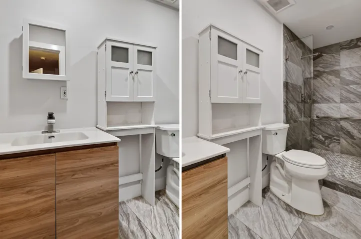Remodeled Primary Bathroom walk-in shower