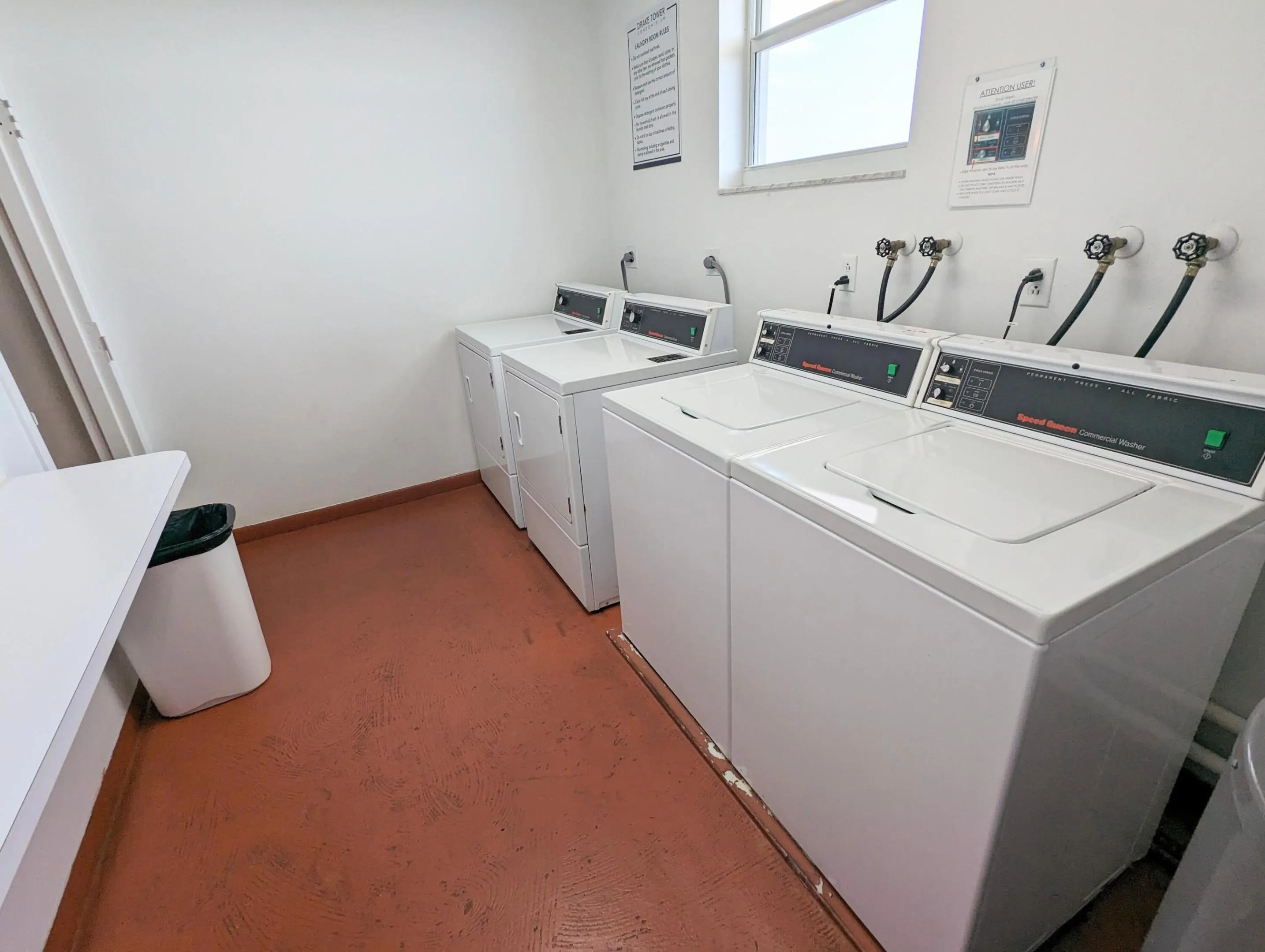 2 WASHERS, 2 DRYERS ON ALL 9 OF THE 13 FLOORS!