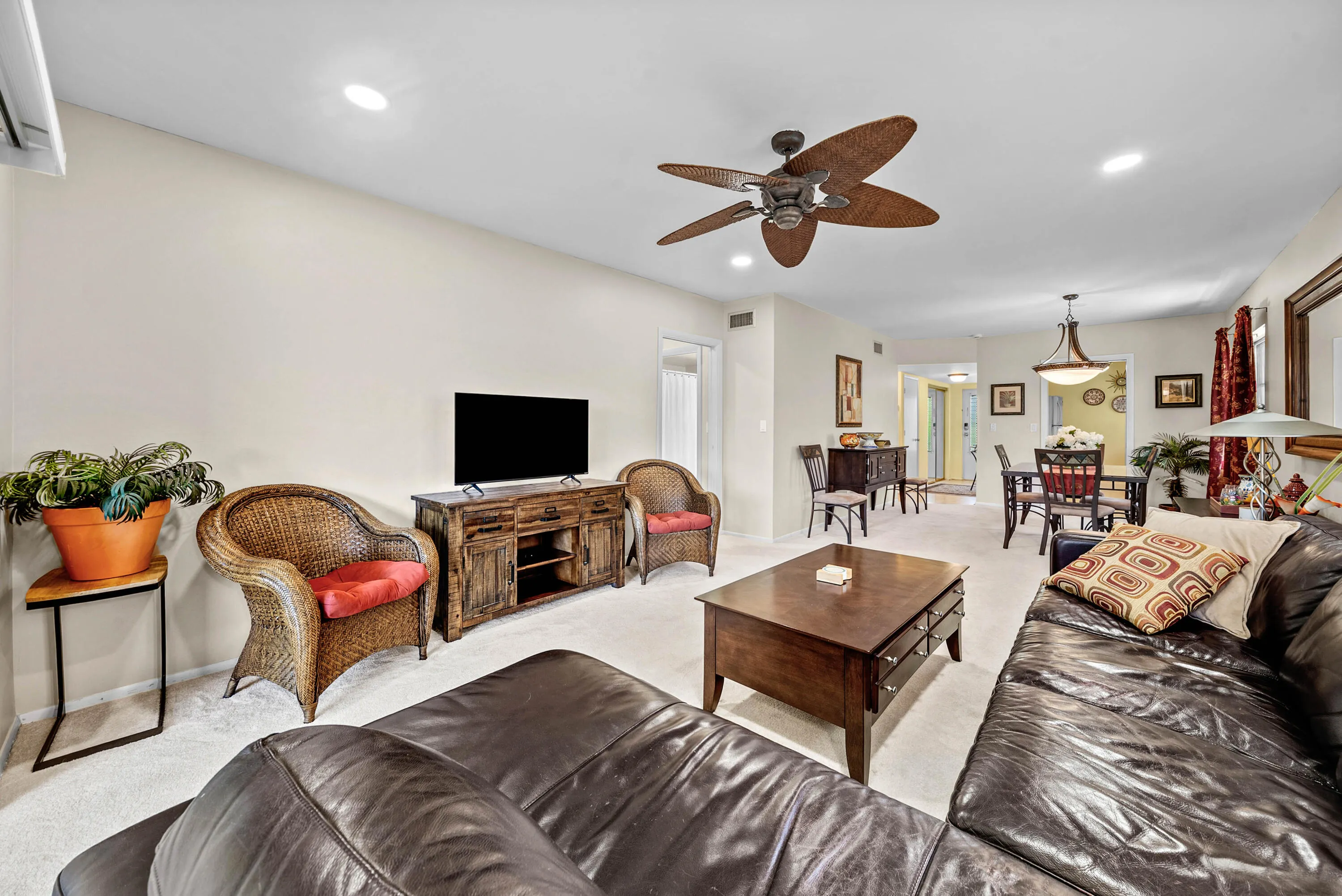 Living room with private patio