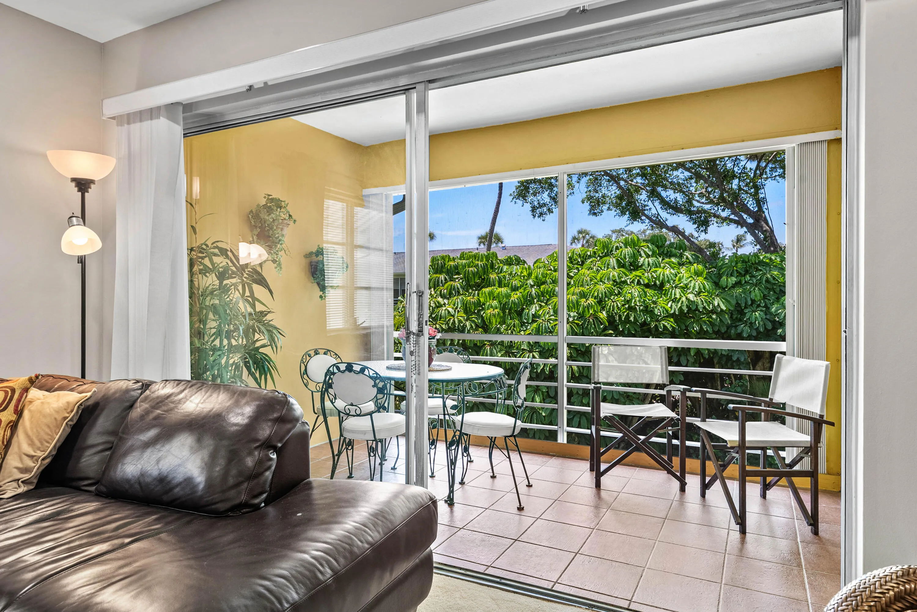 Living room with private patio