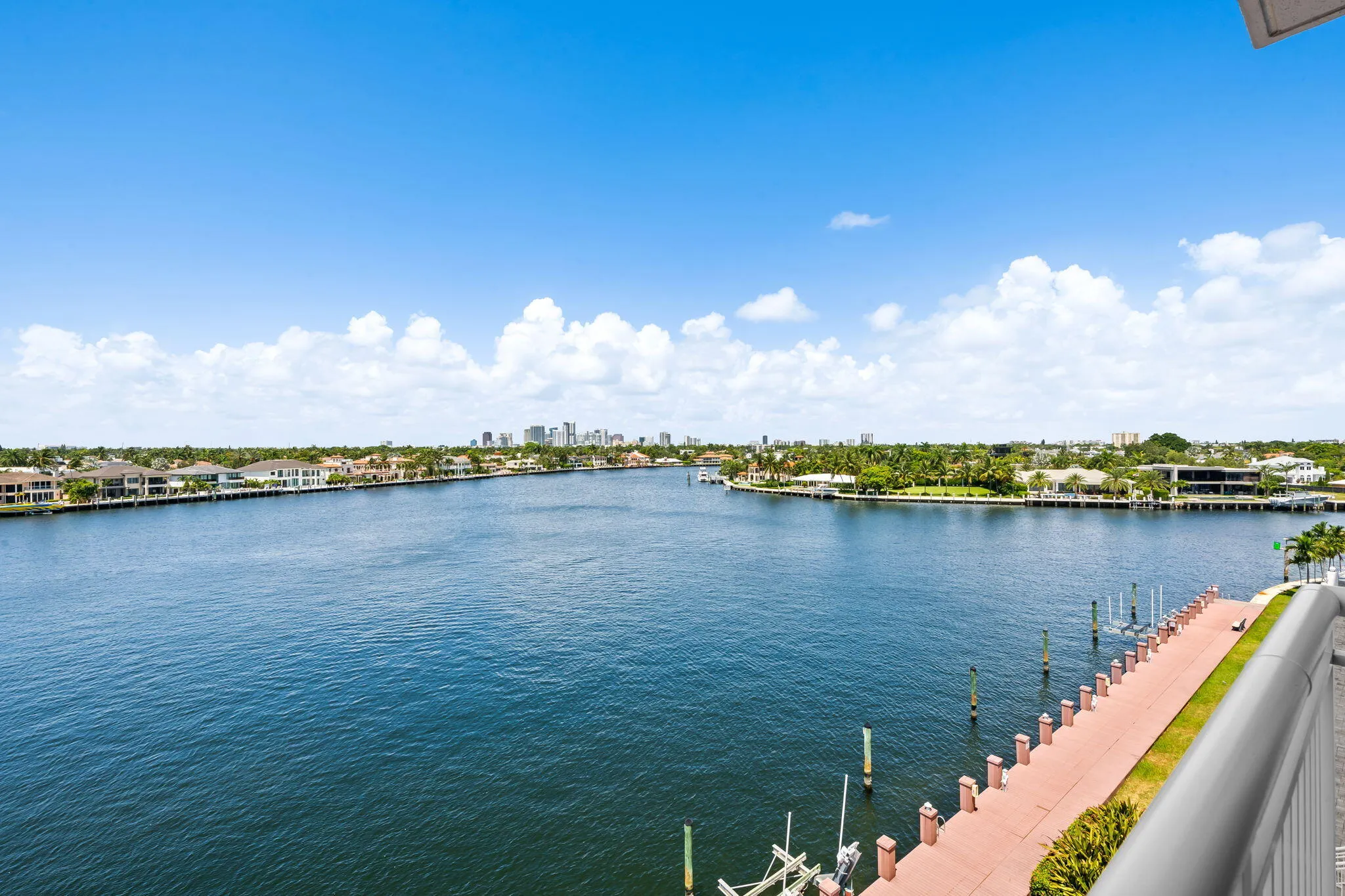 Expansive waterfront scenery with deep blue waterways