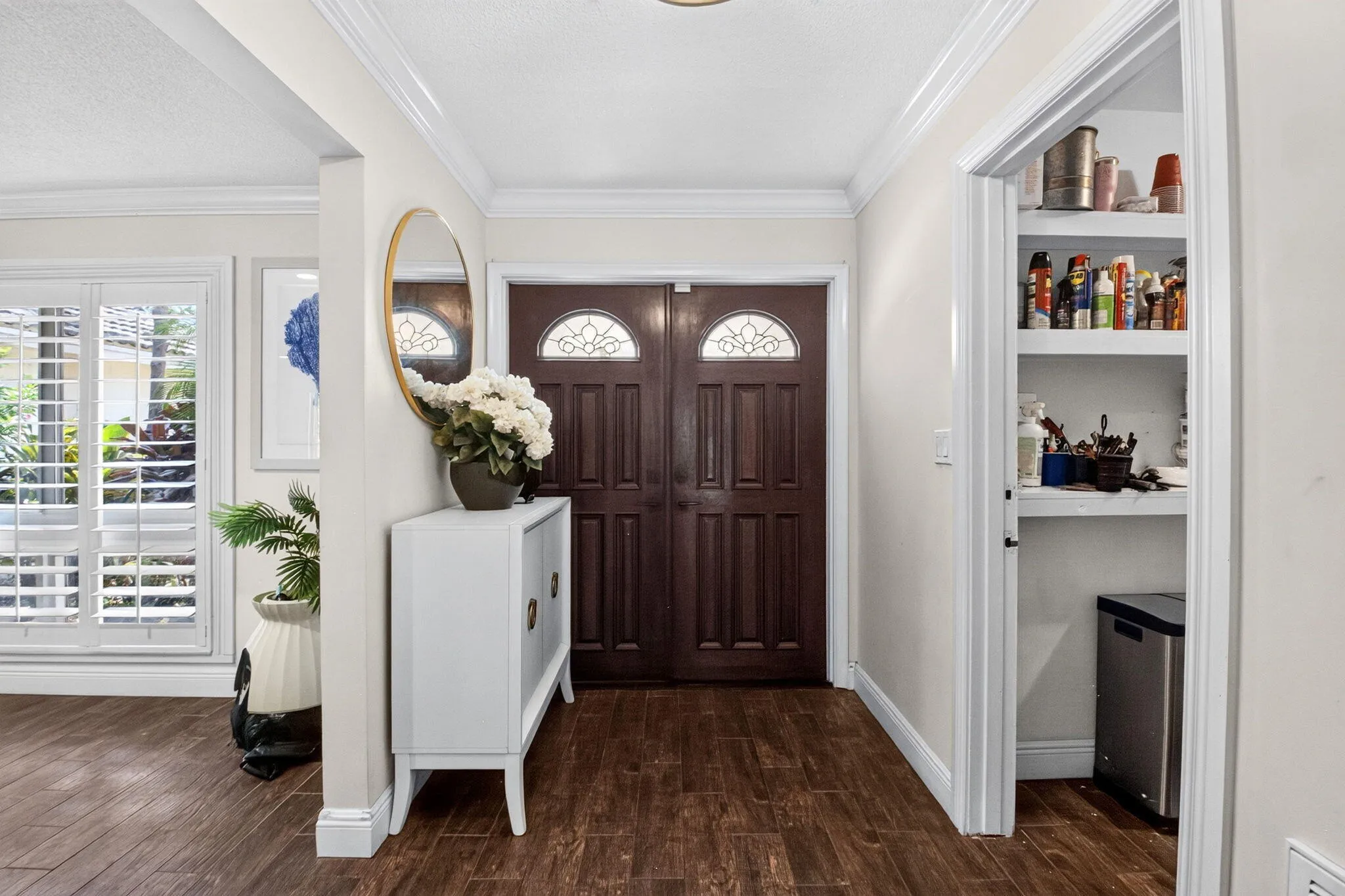 Foyer with Built-In Storage Closet & Shelving