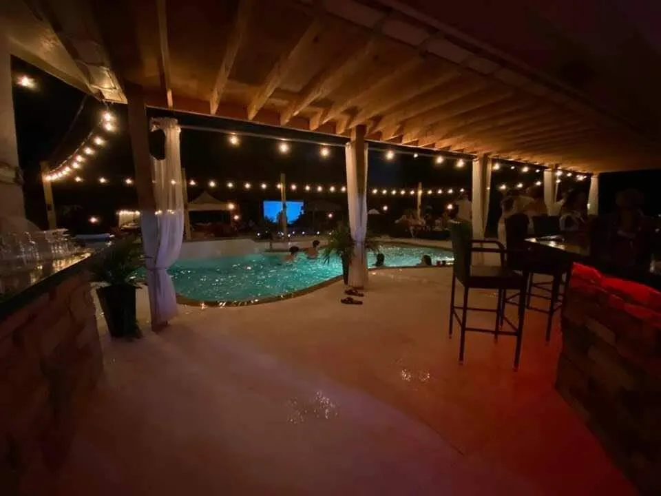 Pool at NIght Lit Up