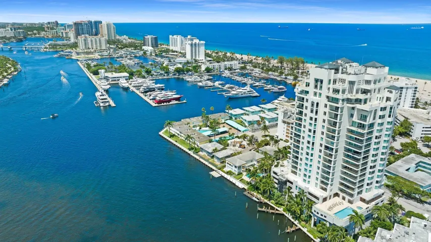 Modern high-rise residential building offering multiple private balconies