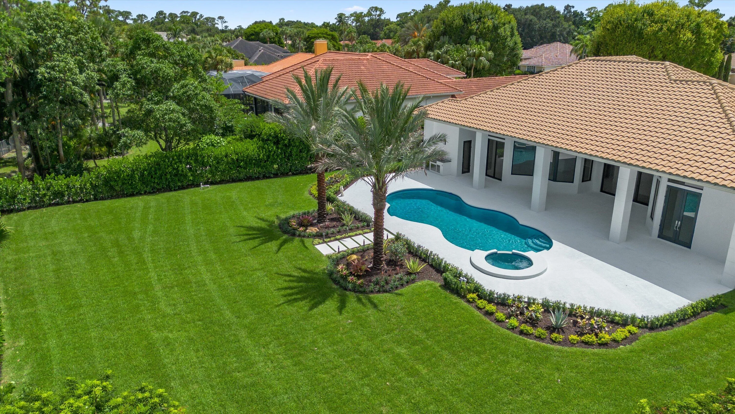 Manicured private back yard