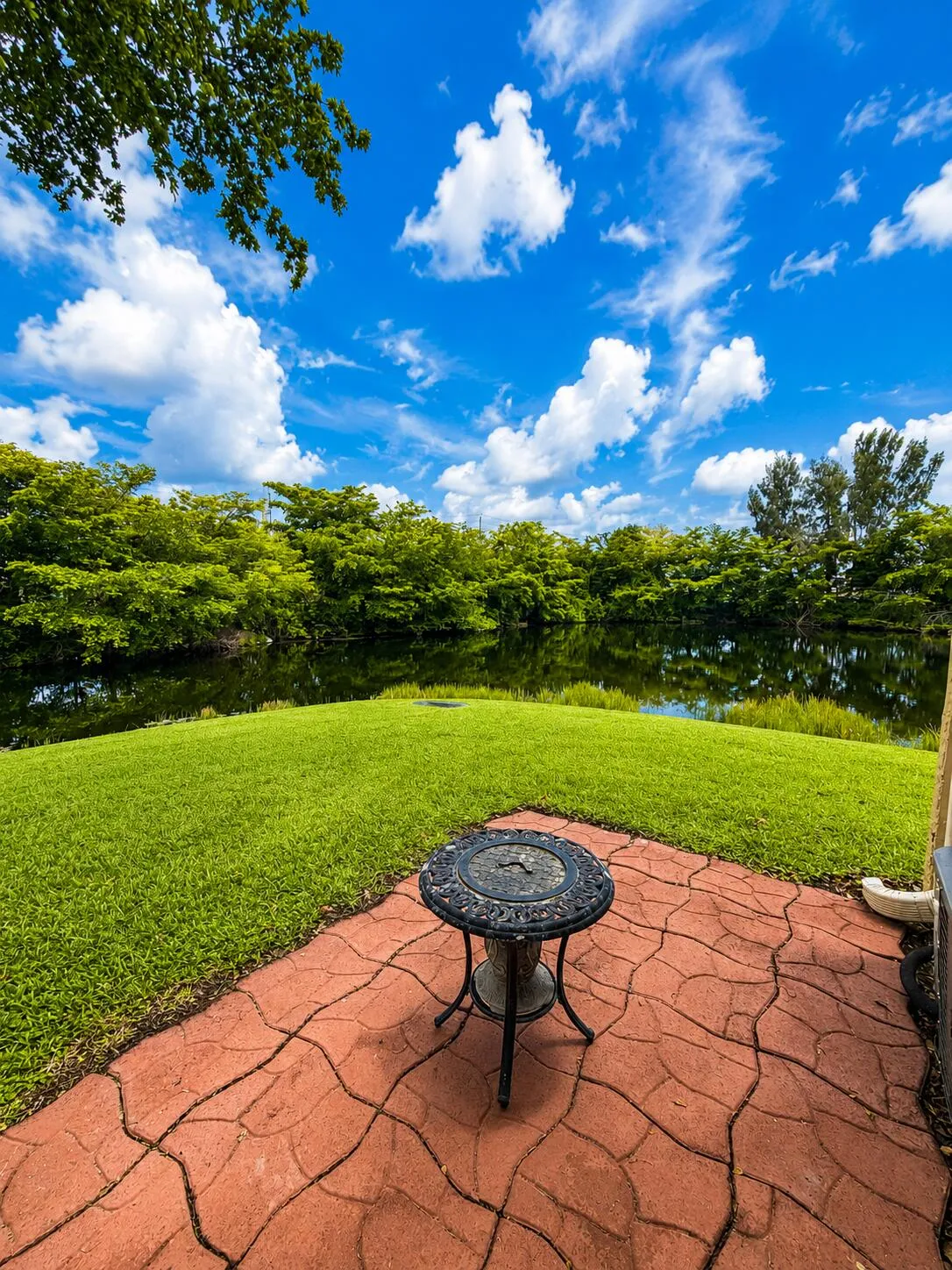 Patio with water view