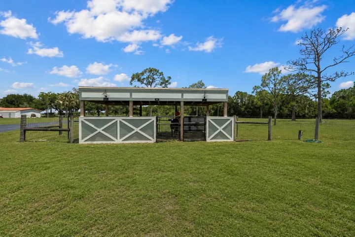 fenced pastures and livestock stall