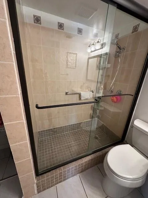 Large Walk in Shower with Grab Bars
