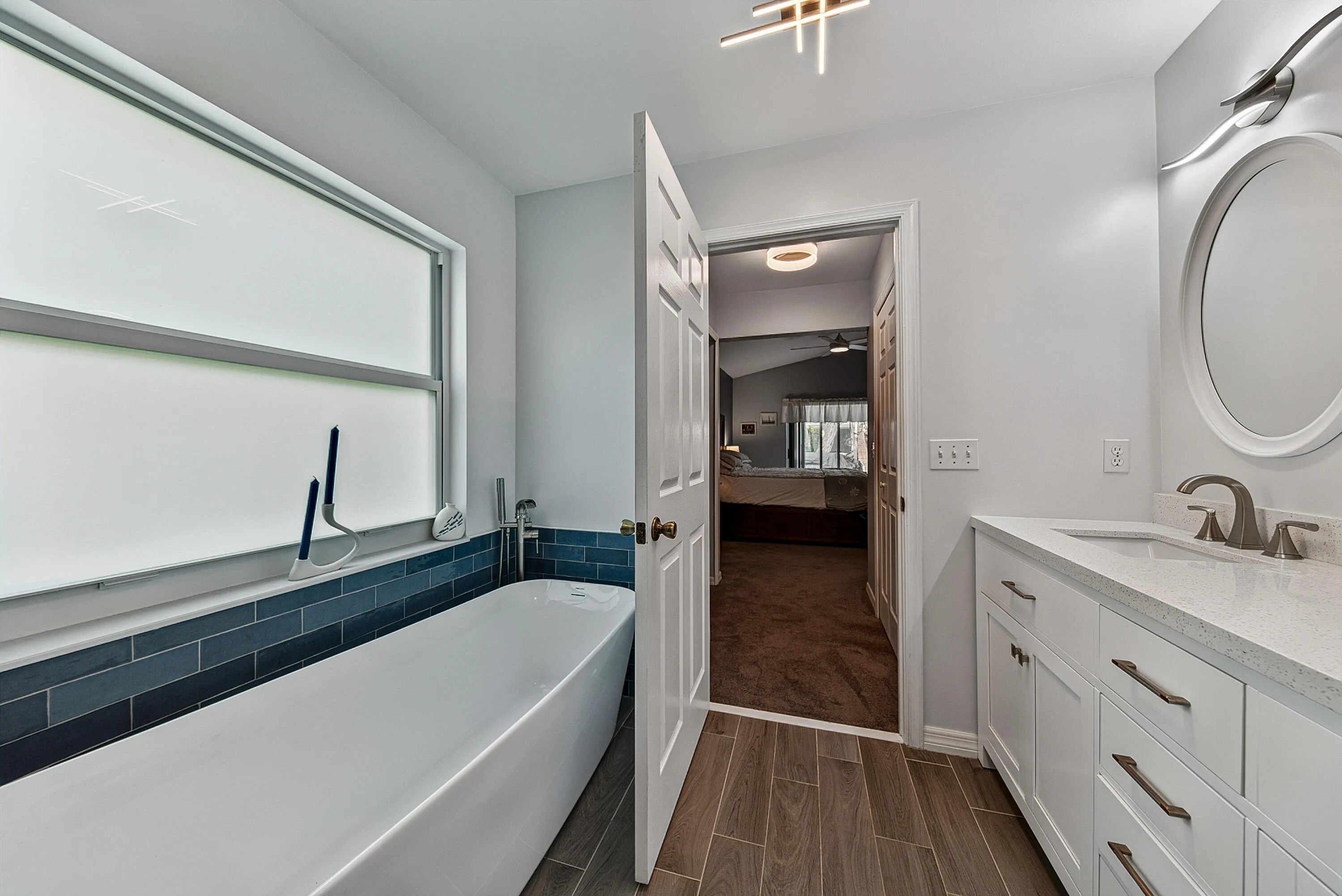 Soak your cares away in the free standing tub