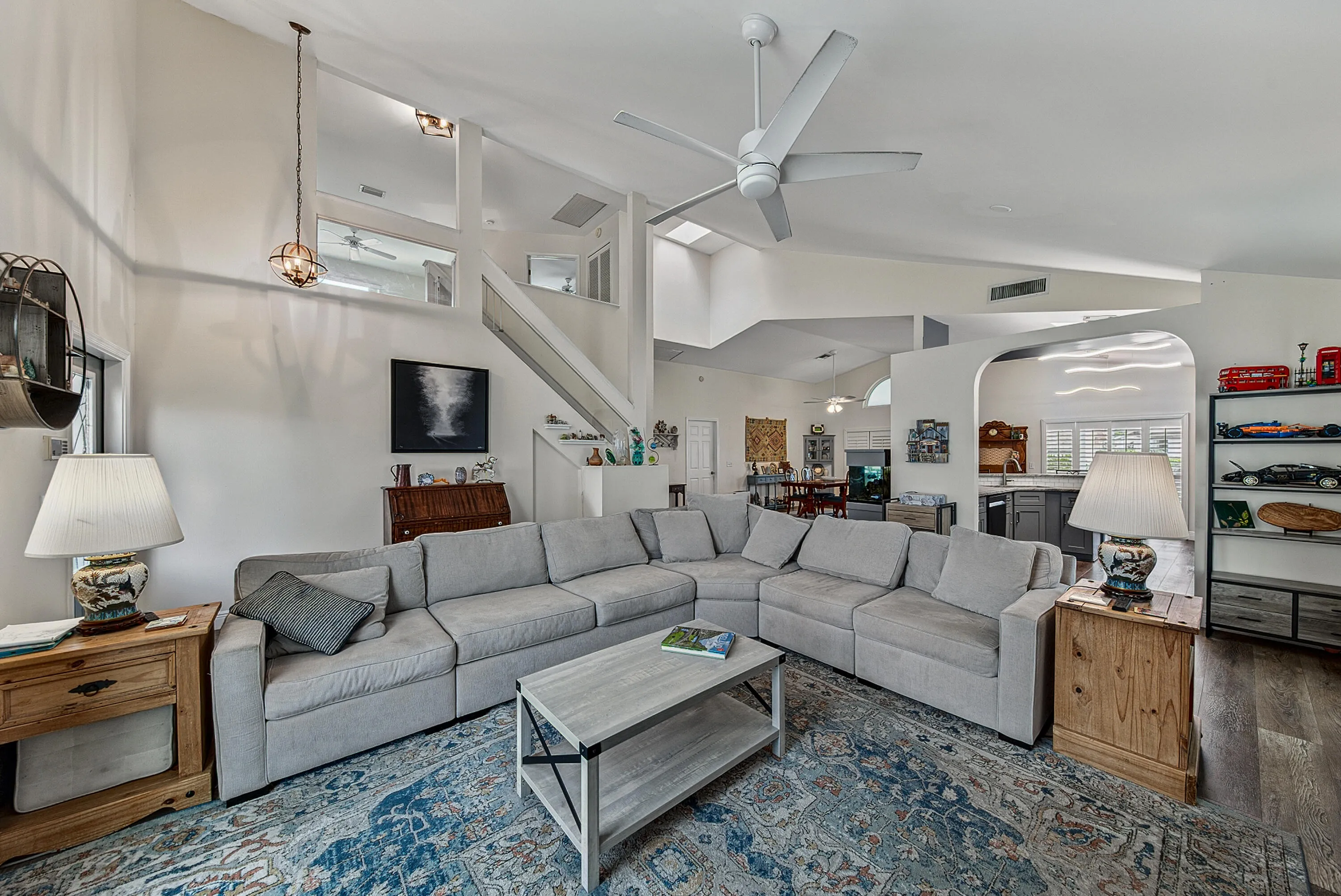Spacious living area with vaulted ceilings