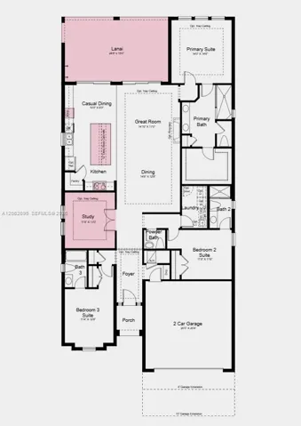 Floor Plan - Additional Highlights Include: tray ceiling package, 8' interior doors, GE Café appliance package, laundry appliance package, refrigerator, wood valance range hood, pool and spa prewire, and impact windows throughout the whole house