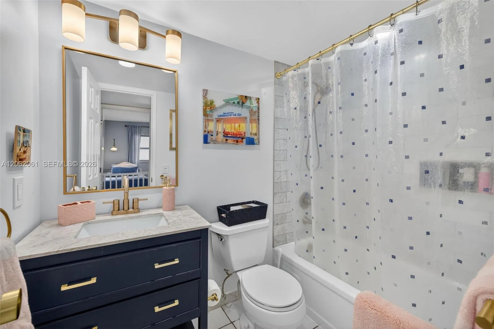 Updated second bathroom featuring a full bathtub.