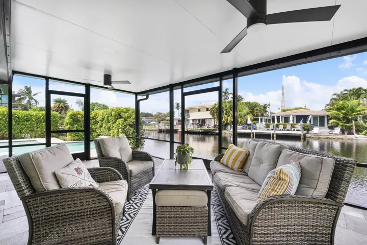 Screened patio with water frontage