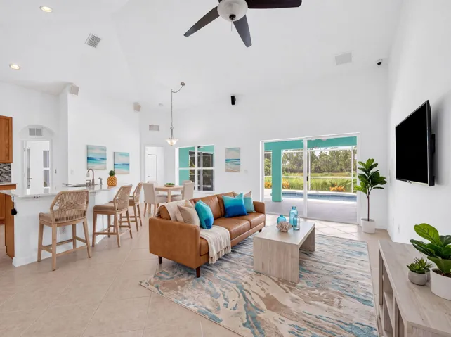 Virtually Staged Living Room & Kitchen Area