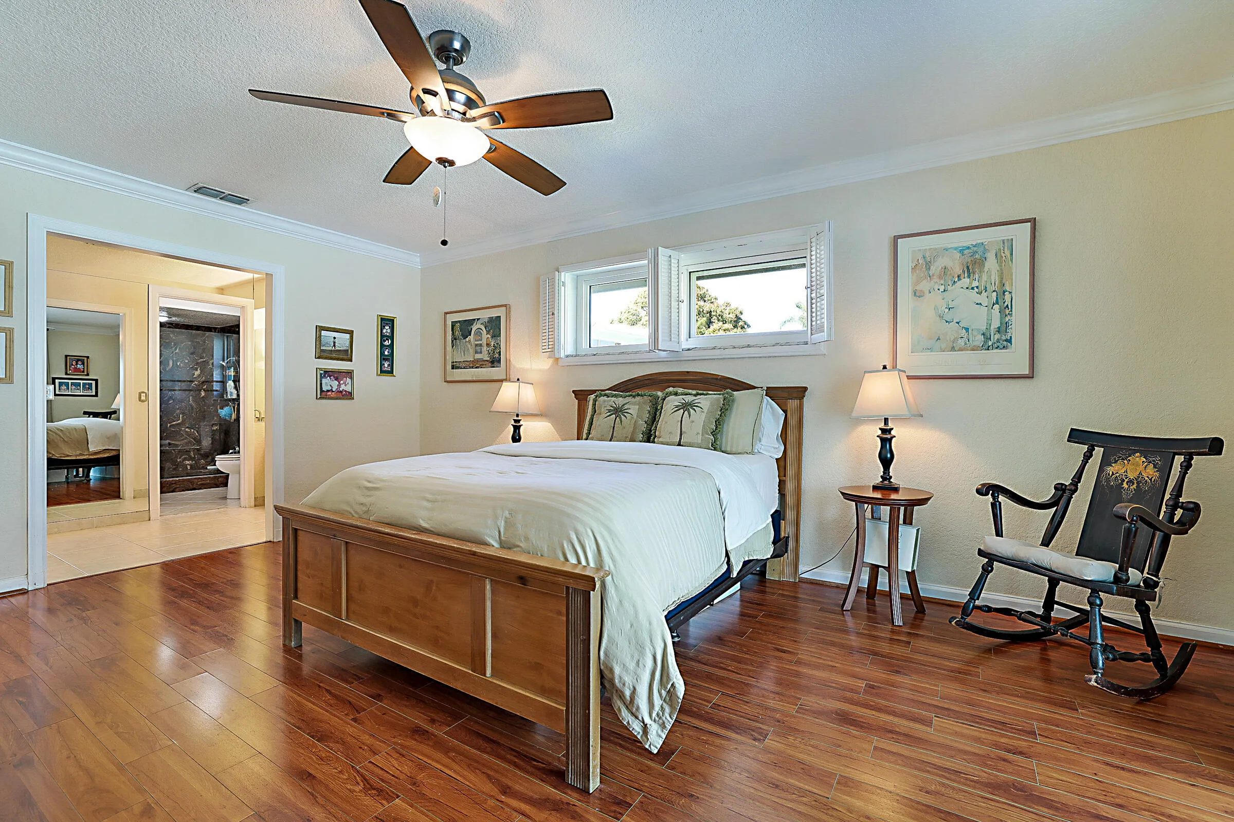 Bedroom and open bath