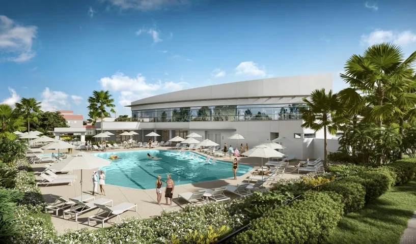 The Cove, a premier 15,000-square-foot facility. Highlights include elite fitness & Pilates studios, rejuvenating spa services, and seamless indoor-outdoor workout areas. Complete your experience at the resort-style pool, café, or gazebo bar, anchored by a peaceful Zen garden w/ stunning views of the Indian River Lagoon.