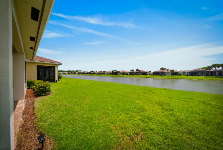 Rear yard with water views
