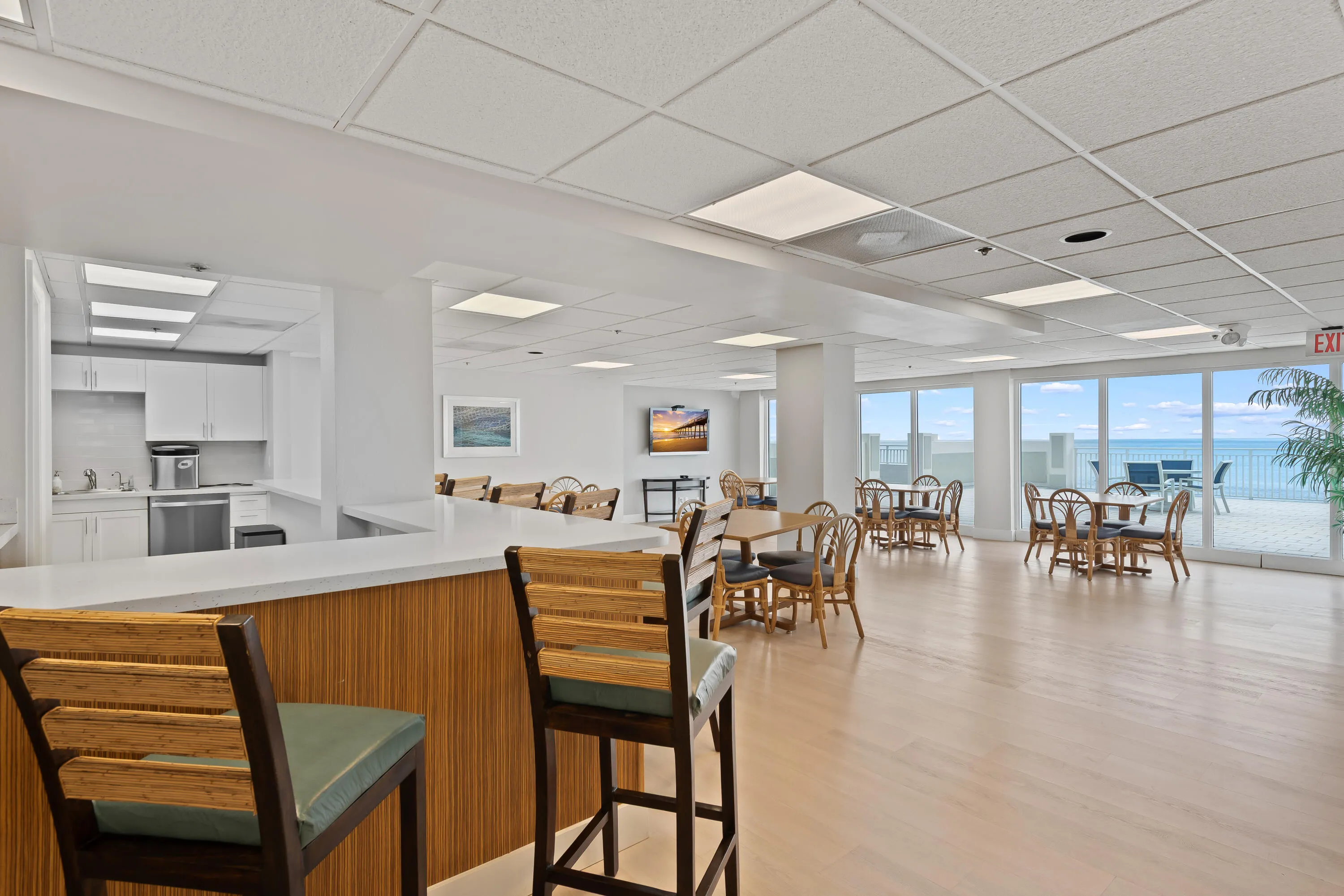 Community room kitchen and dining