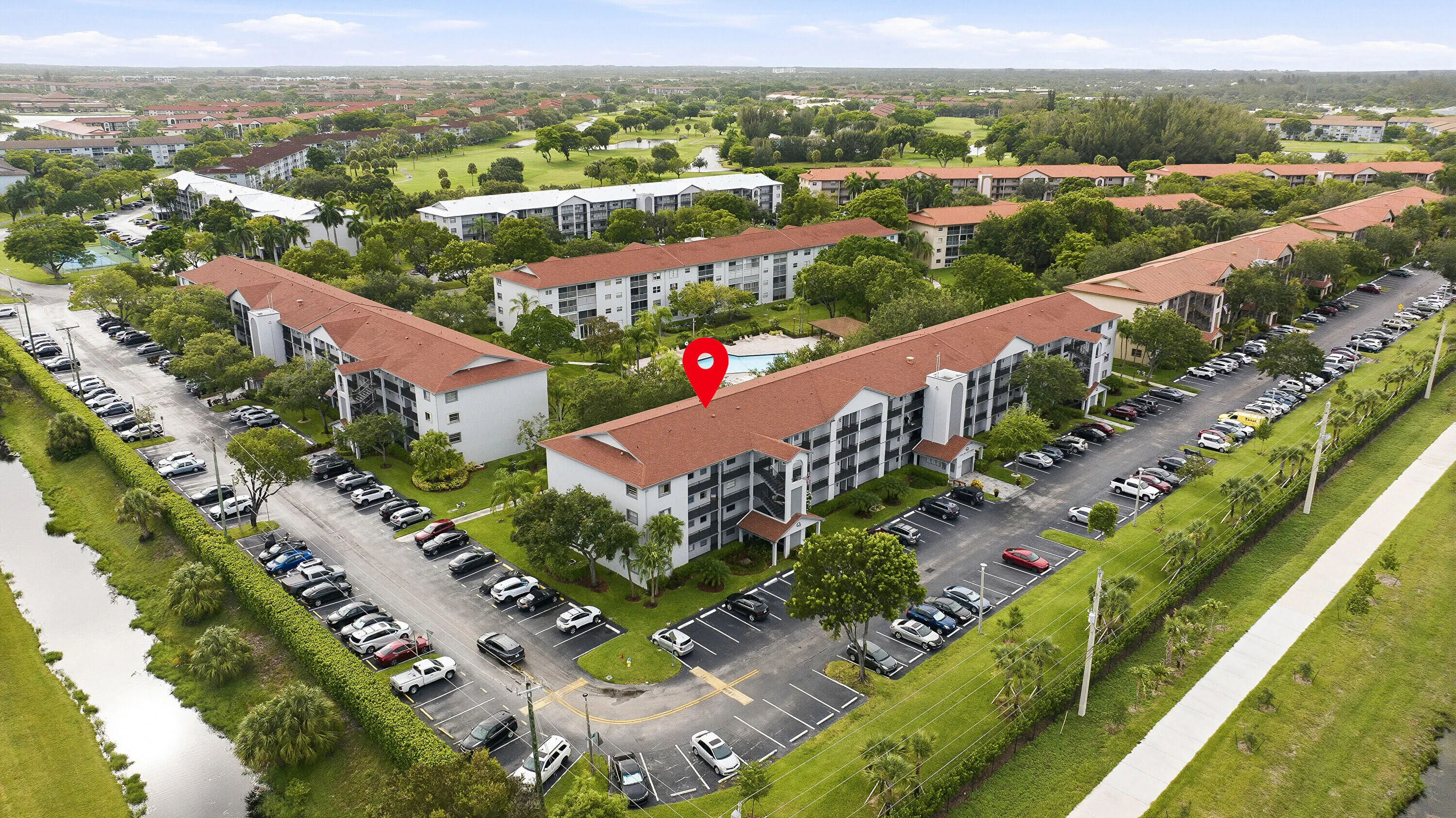 Aerial View of Building & Pool