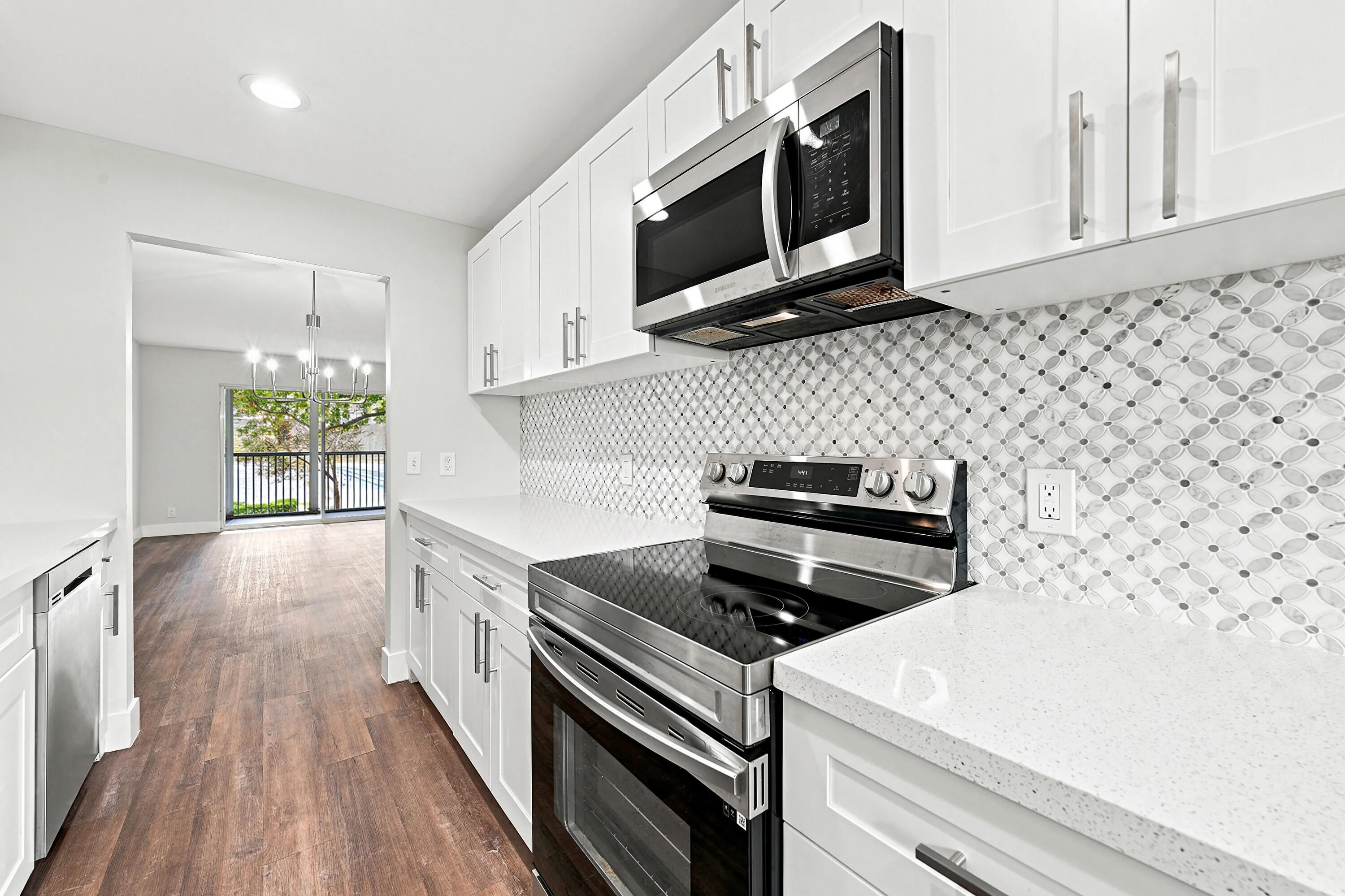 Kitchen, Dining & Living Rooms