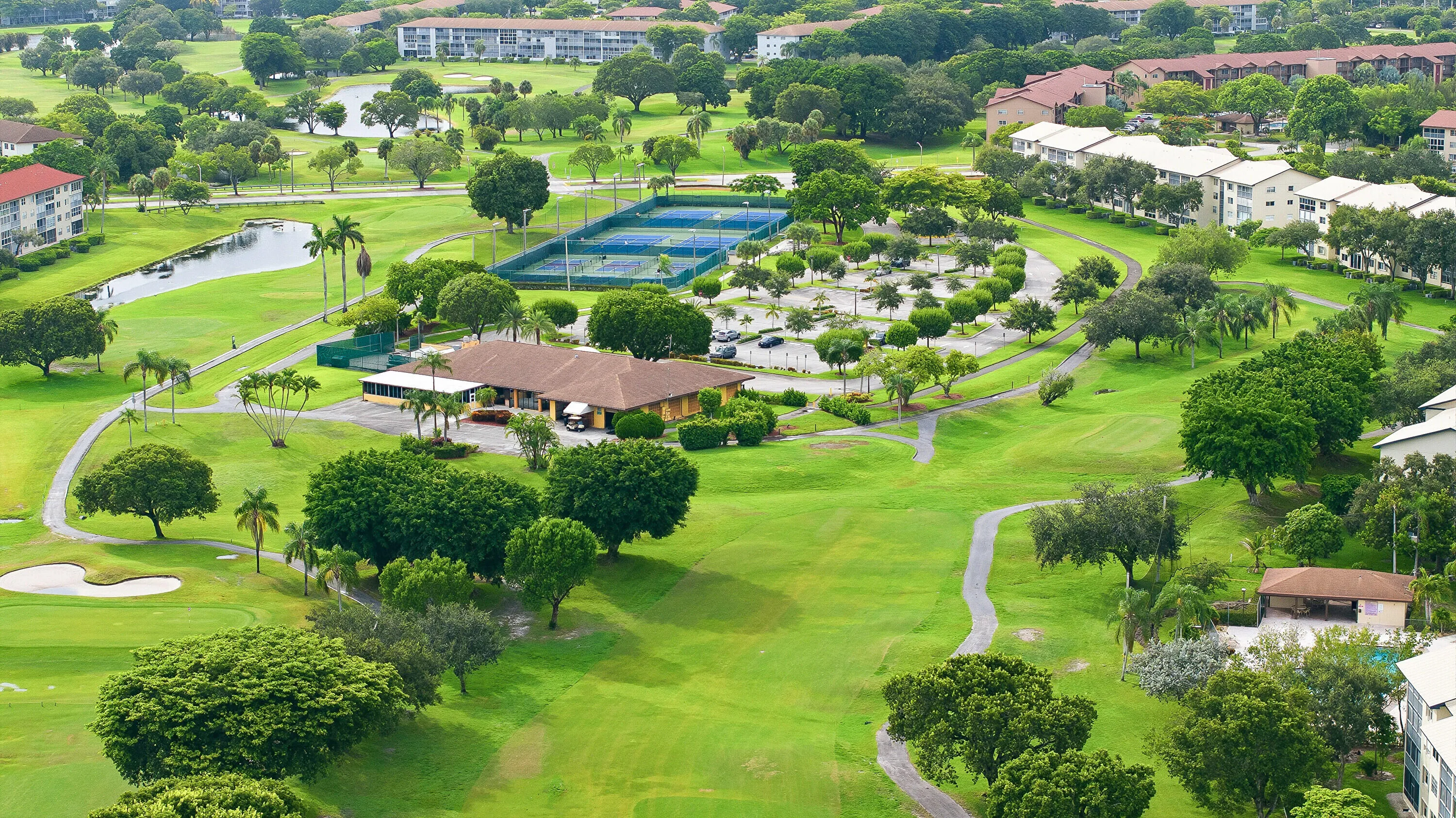 Golf Course, Clubhouse Amenities Aerial