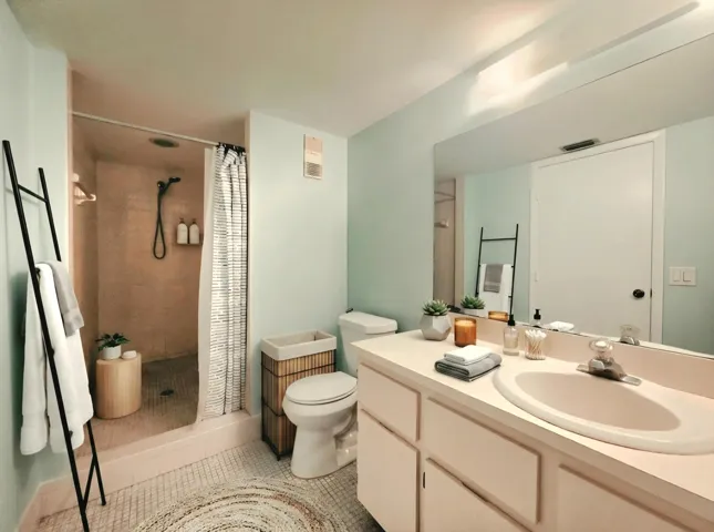 PRIMARY BATHROOM WITH LARGE, DEEP SHOWER
