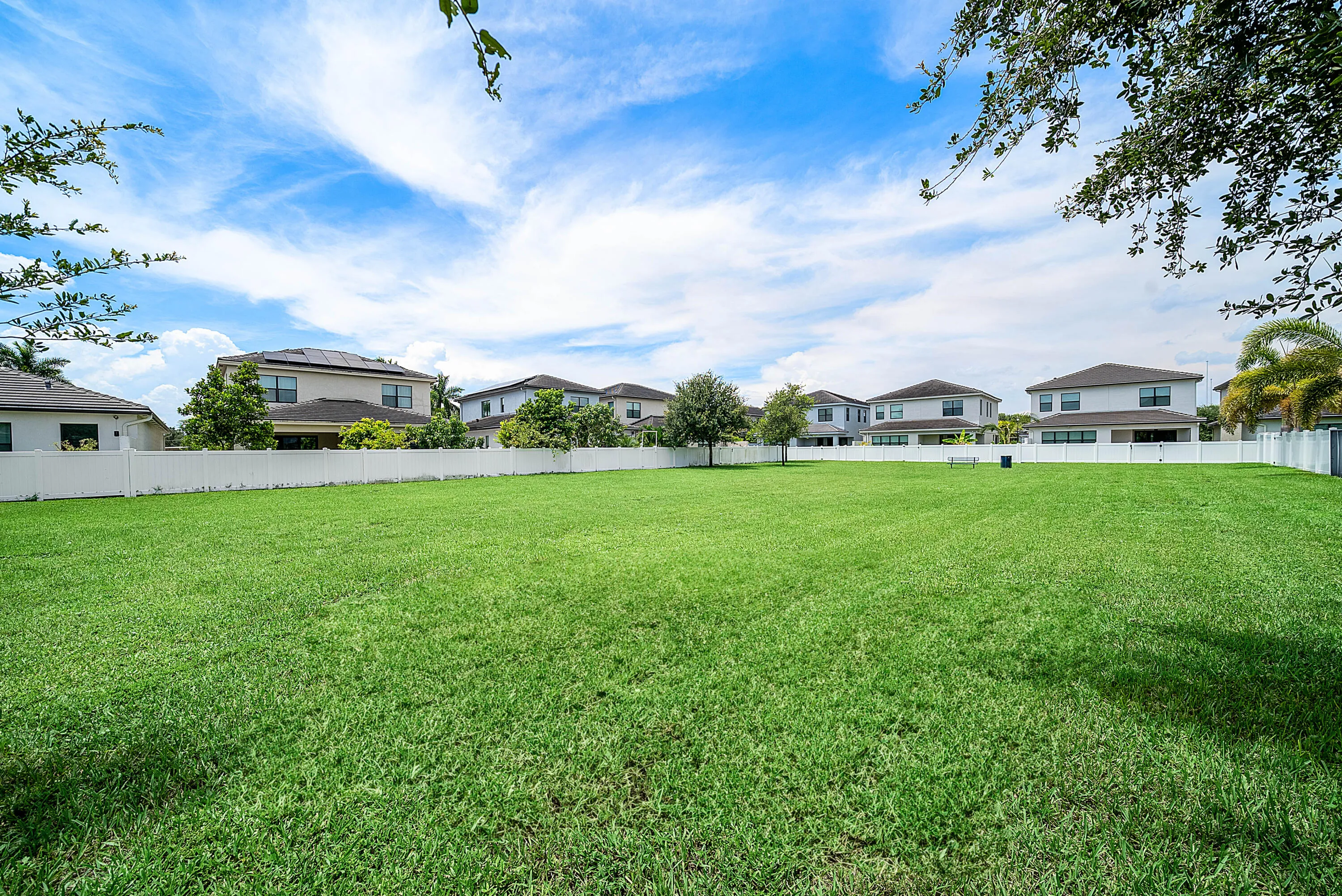 Green open space behind the house