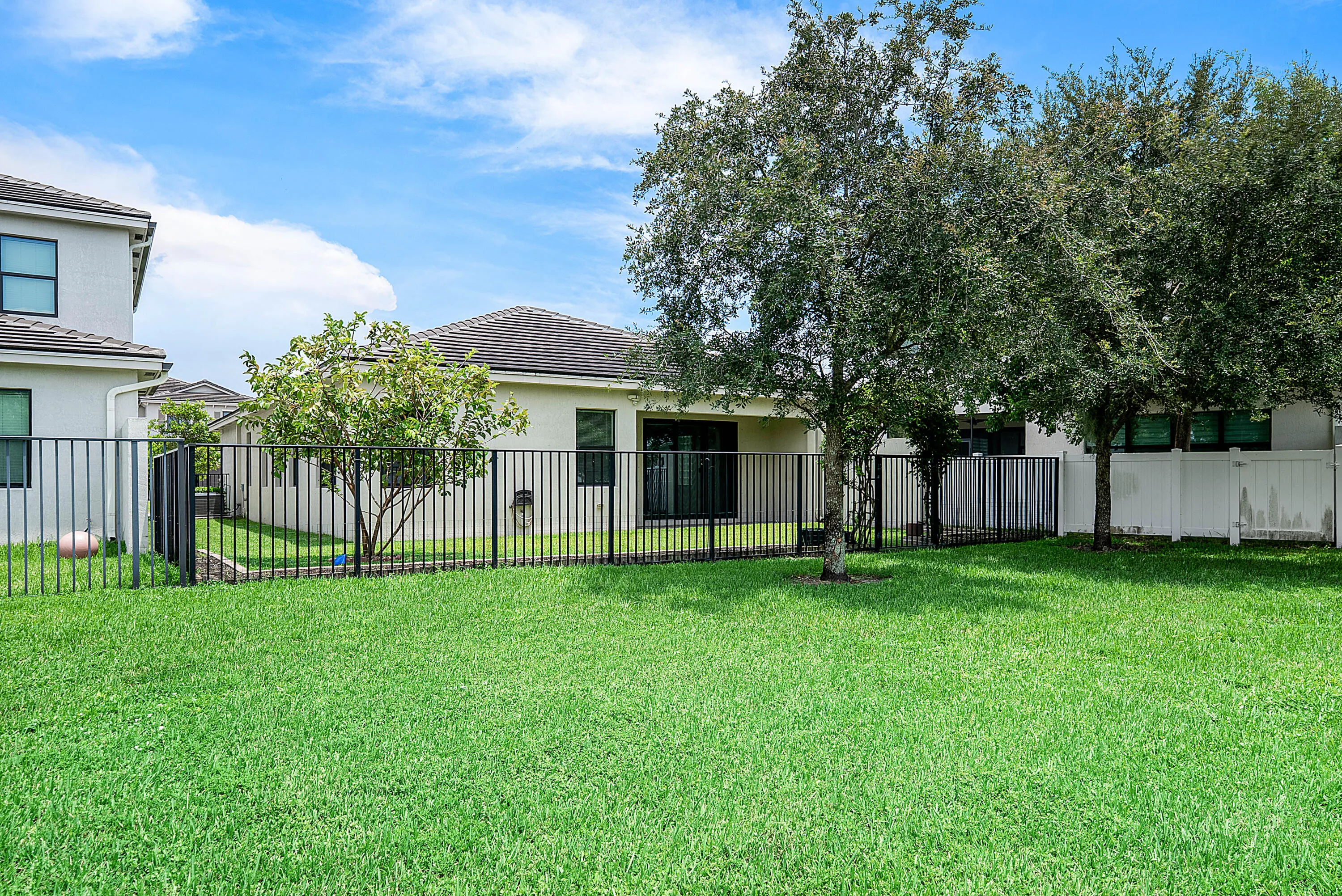 Green open space behind the house