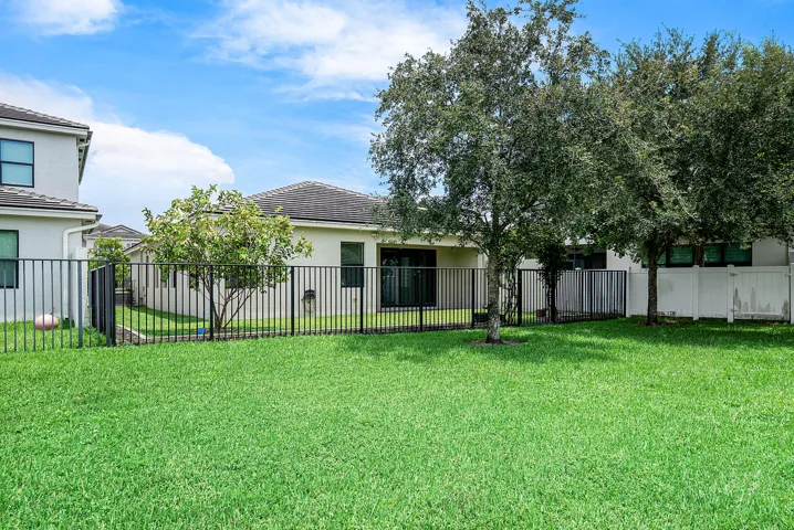 Green open space behind the house