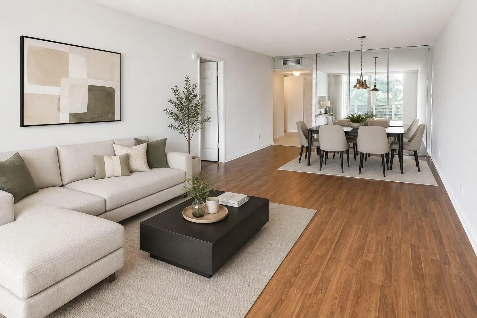 dinning living staged
