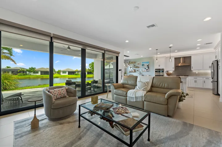 Living room overlooking lake