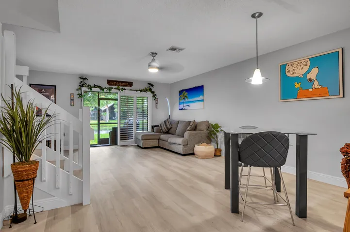 living/dining area....check out the gorgeous natural color flooring